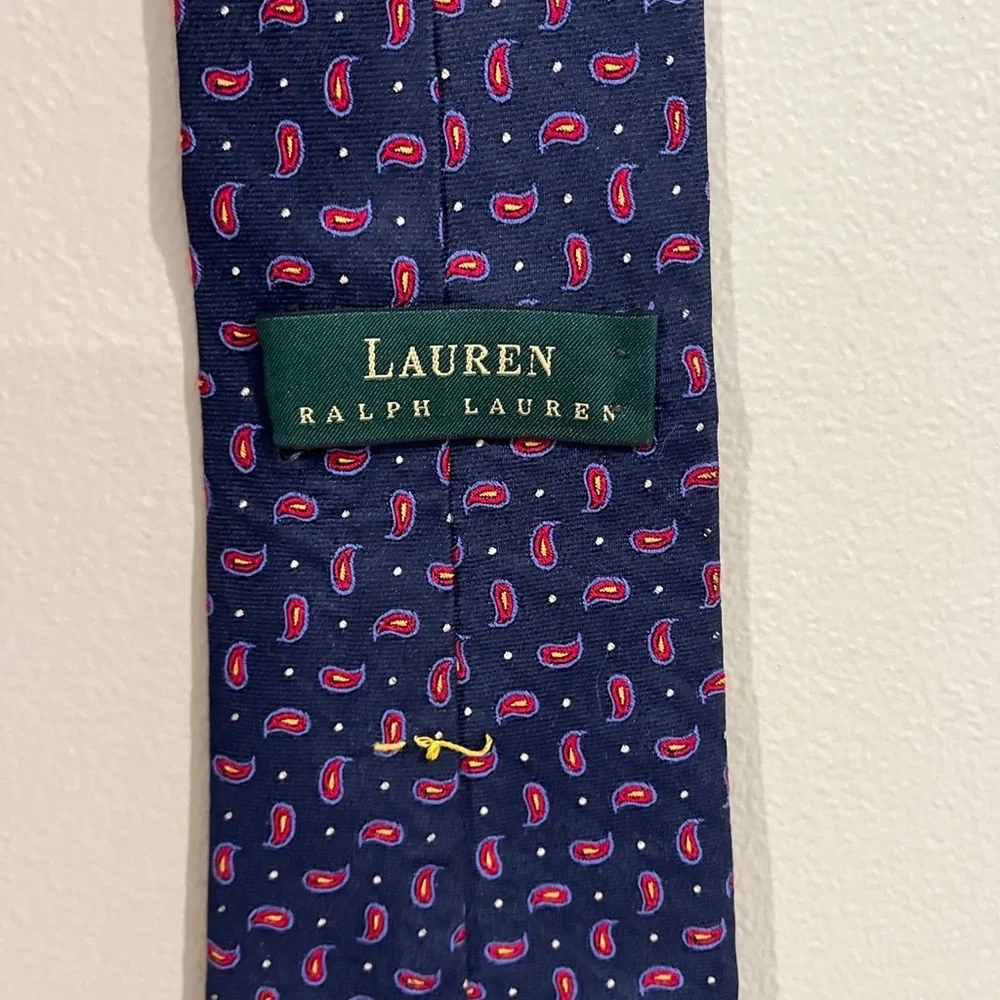 Lauren Ralph Lauren Silk Neck Tie Paisley Blue Red School Uniform